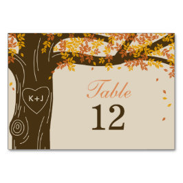 Oak Tree Hochzeit im Herbst Tischnummer Card