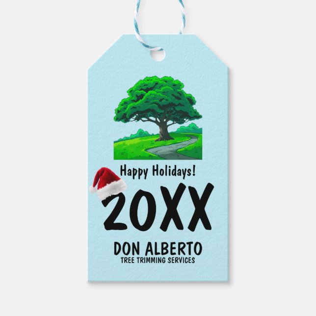 Oak Tree Logo | Santa Hat Happy Holidays Business Geschenkanhänger (Vorderseite)