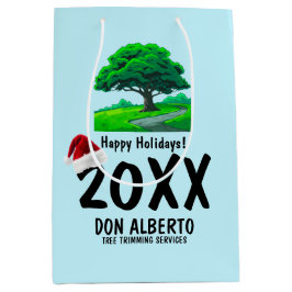 Oak Tree Logo | Santa Hat Happy Holidays Business Mittlere Geschenktüte