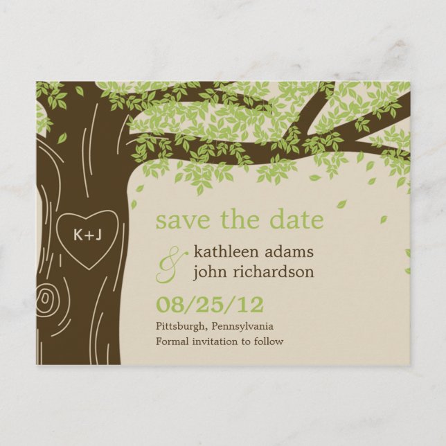 Oak Tree Save the Date Postcard Ankündigungspostkarte (Vorderseite)