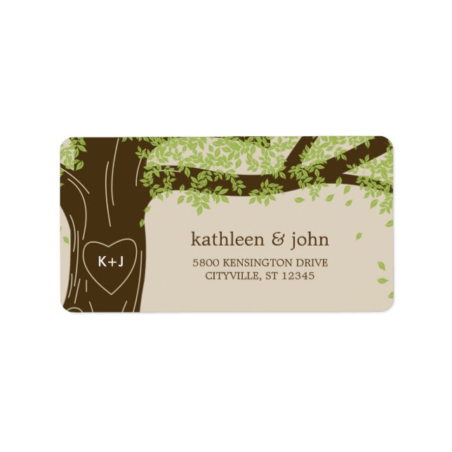 Oak Tree Wedding Address Labels Adressaufkleber (Vorne)