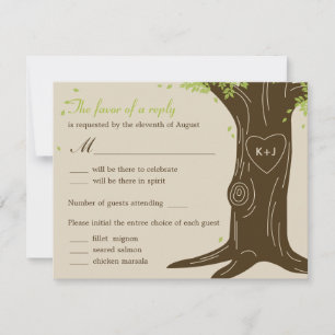 Oak Tree Wedding RSVP Card mit Menü Selection Karte