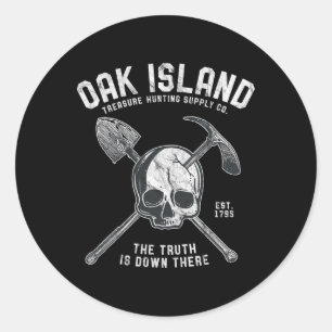Oak Wood Skull Island Vintag Skull Templar Treasu Runder Aufkleber