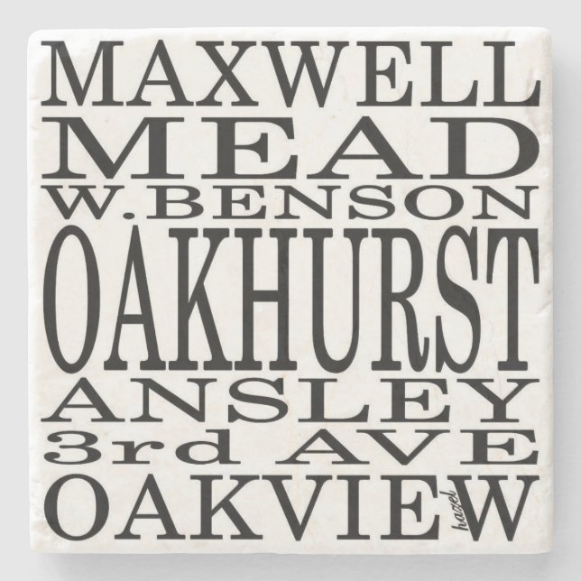 Oakhurst, Oakhurst Untersetzer, Oakhurst Decatur Steinuntersetzer (Vorderseite)