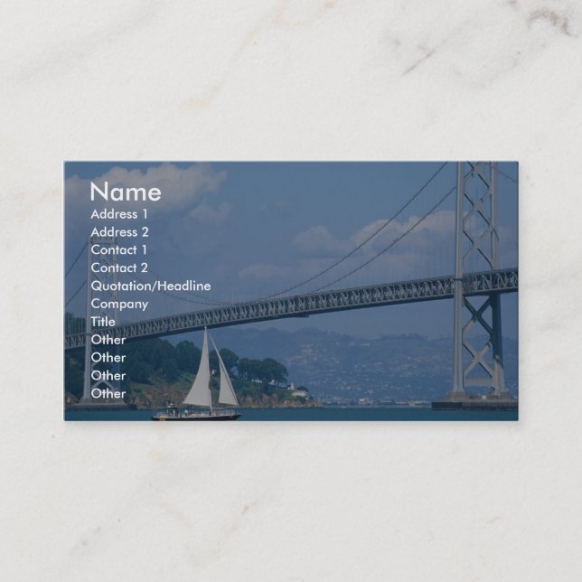 Oakland Bay Bridge mit Segelboot, San Francisco, C Visitenkarte (Vorderseite)