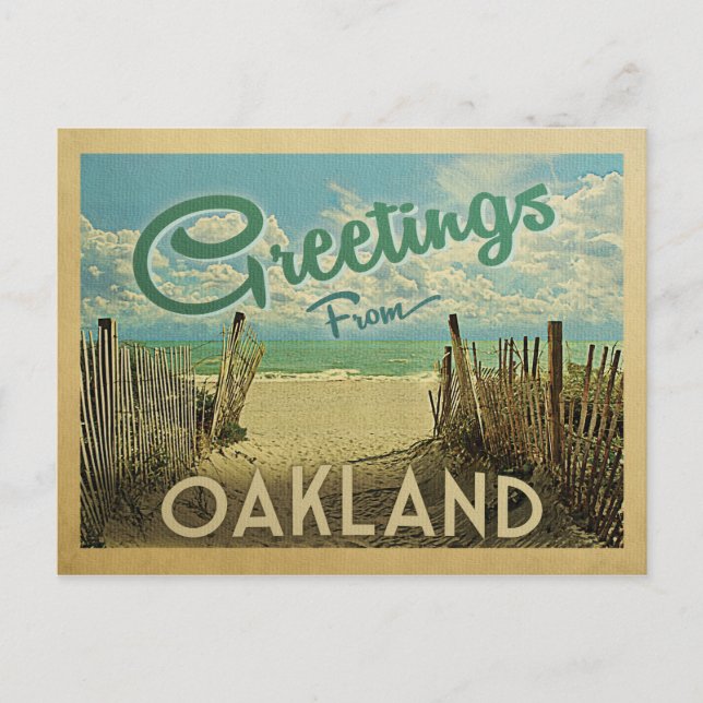 Oakland Beach Vintage Travel Postkarte (Vorderseite)