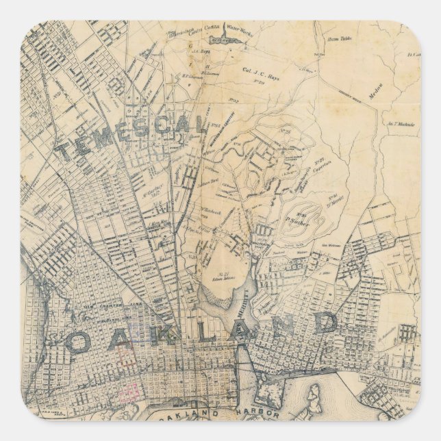Oakland, Berkeley, Alameda Quadratischer Aufkleber (Vorderseite)