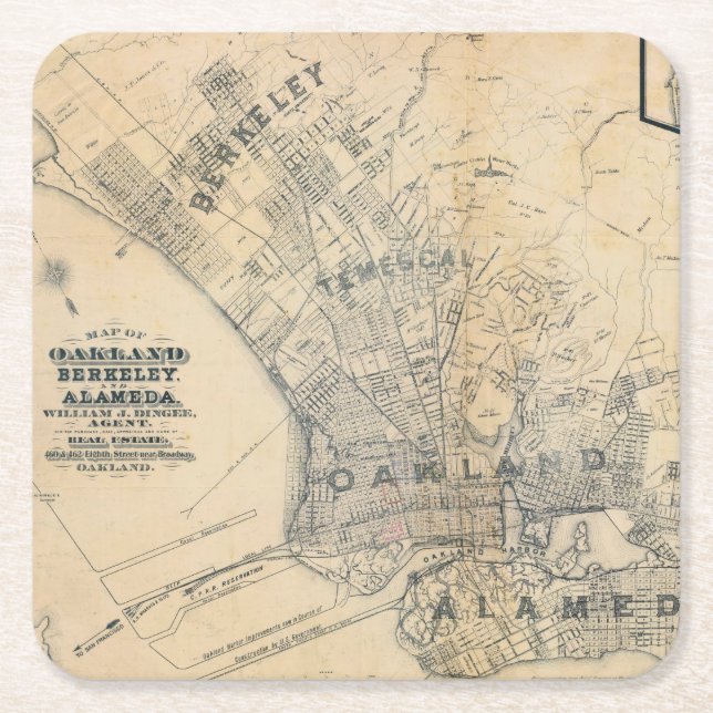 Oakland, Berkeley, Alameda Rechteckiger Pappuntersetzer (Vorderseite)
