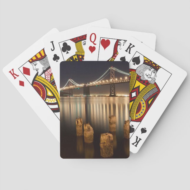 Oakland-Bucht-Brückennachtreflexionen Spielkarten (Rückseite)