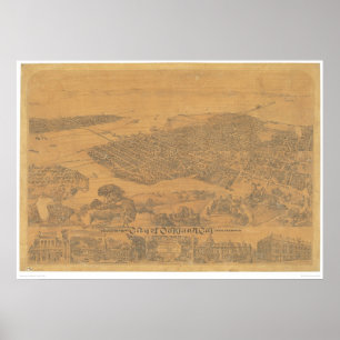 Oakland, CA. Panoramakarte 1881 (1231A) Poster