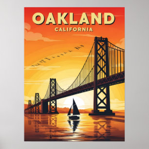 Oakland California Bay Bridge Sonnenuntergang Vint Poster