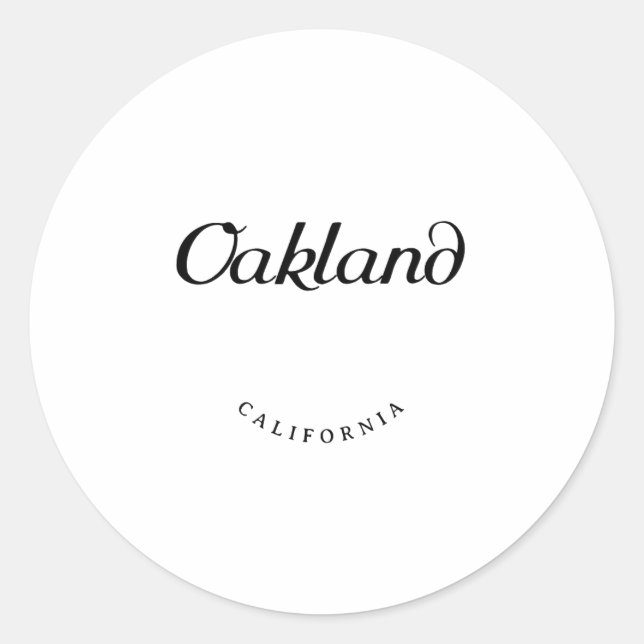 Oakland California Black Schriftart Runder Aufkleber (Vorderseite)