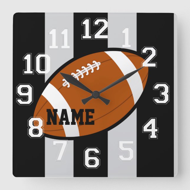 Oakland färbt Fußball-Wanduhr Quadratische Wanduhr (Vorderseite)