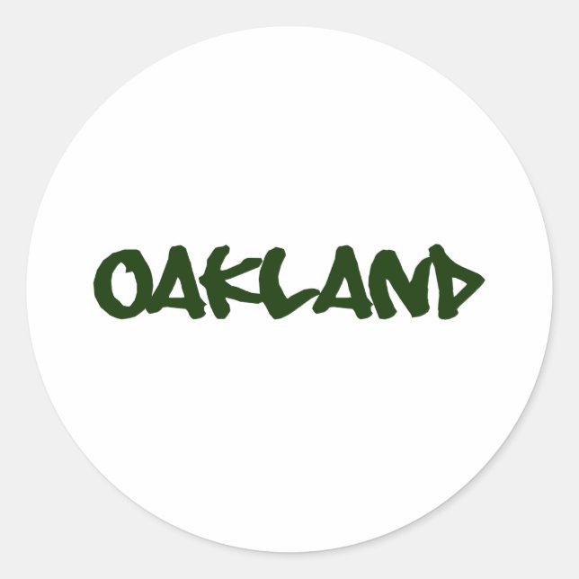 Oakland Graffiti Schriftart Runder Aufkleber (Vorderseite)