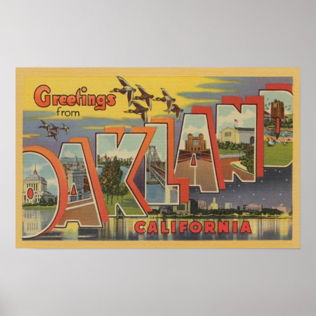 Oakland, Kalifornien - Große Briefmarkenszenen Poster (Vorne)