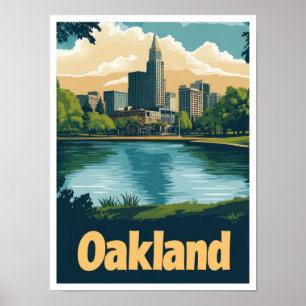 Oakland Kalifornien Kunst Vintage Reiseillustratio Poster