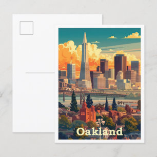 Oakland Kalifornien Vintage-Reiseillustration Postkarte