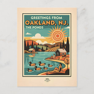Oakland NJ Retro-Reisepostkarte – 1930er Jahre Postkarte