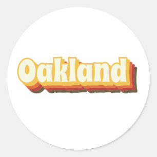 Oakland Retro Vintager Text Runder Aufkleber