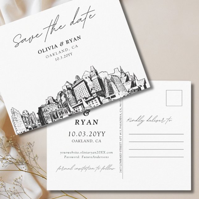 Oakland Save the Date Postkarte (Oakland Save the Date Postcard Elegant Wedding
)