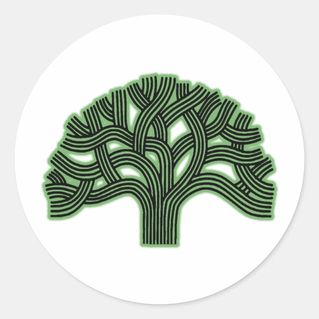 Oakland Tree Green Haze Runder Aufkleber (Vorderseite)