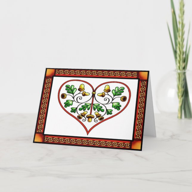 Oakleaf Herzkarte Feiertagskarte (Vorderseite)