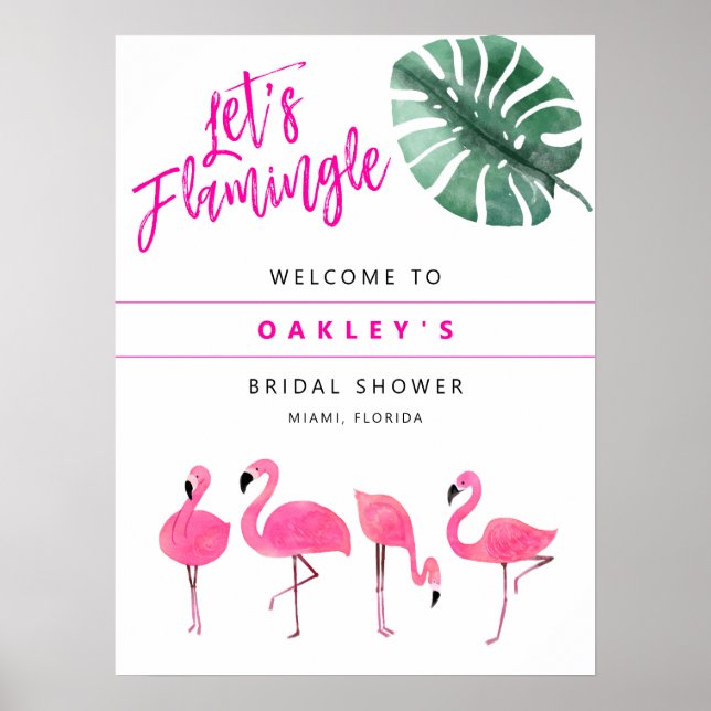 OAKLEY Flamingo Hot Pink Brautparty Willkommen Poster (Vorne)