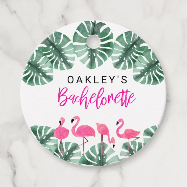 OAKLEY Hot Pink Tropical Flamingo Bachelorette Geschenkanhänger (Vorderseite)