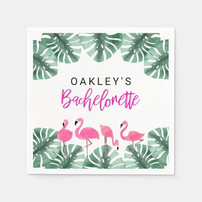 OAKLEY Hot Pink Tropical Flamingo Bachelorette Serviette (Vorderseite)