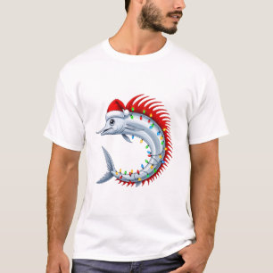 Oarfish-Weihnachtsmannmütze-Lichter Lustiges Tiefs T-Shirt