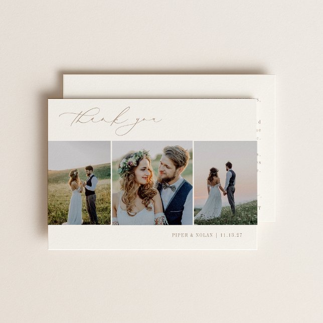 OASIS Minimalist 3 Photo Wedding Dankeskarte (Von Creator hochgeladen)