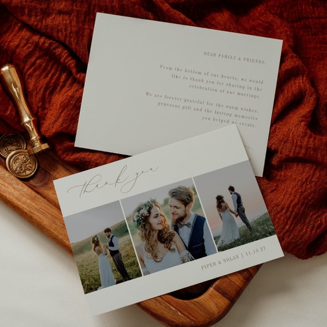OASIS Minimalist 3 Photo Wedding Dankeskarte (Von Creator hochgeladen)