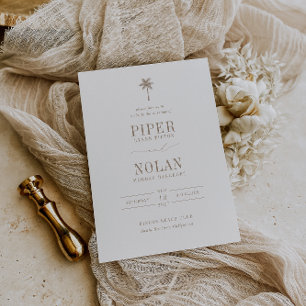 OASIS Palme Taupe Hochzeit Einladung