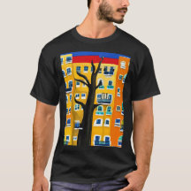 Oasis Urbain : T-Shirt Bâtiment Stylisé Coloré