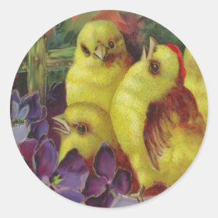 Oaster Chick Greetings Runder Aufkleber
