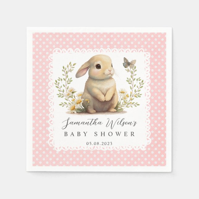 Oaster Oh Baby Bunny Spring Girl Babydusche Serviette (Vorderseite)