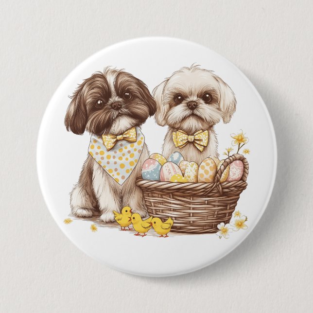 Oaster Shih Tzu Dogs Button (Vorderseite)