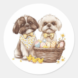 Oaster Shih Tzu Dogs Runder Aufkleber