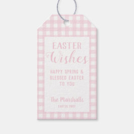 Oaster wünscht Baby Pink Gingham Personalisiert Geschenkanhänger