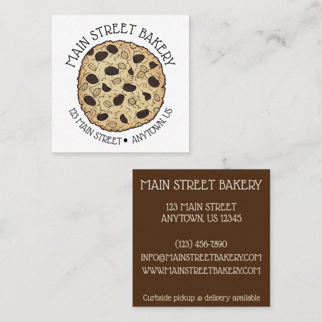 Oatmehl Raisin Cookie Bäckerei Konditorei Koch Quadratische Visitenkarte (Vorne/Hinten)