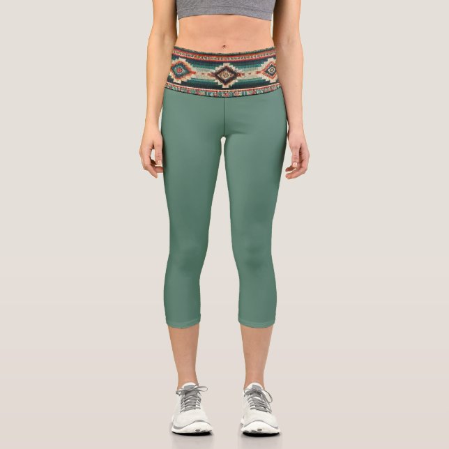 “OAXACA BAND / MOSS” High-Waisted Capris  (Vorderseite)
