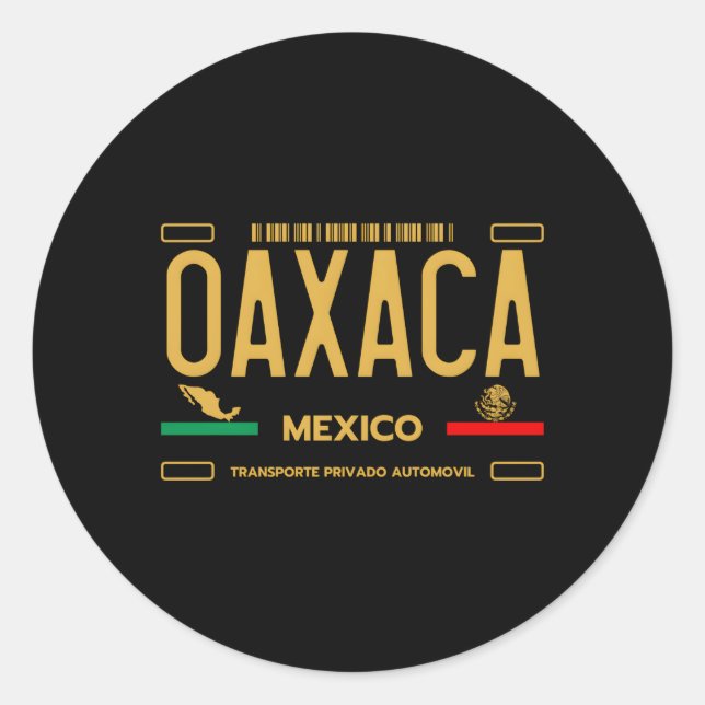 Oaxaca Mexico License Plate Ästhetische Oaxaca Runder Aufkleber (Vorderseite)