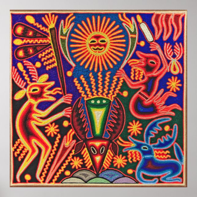 Oaxaca Mexico Maya Tribal Art Boho Reisen Poster (Vorne)