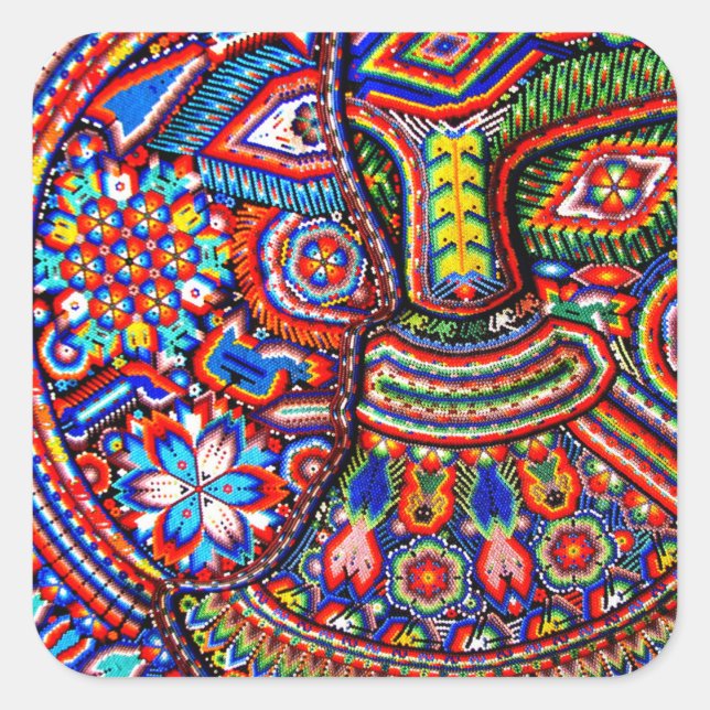 Oaxaca Mexico Maya Tribal Art Boho Reisen Quadratischer Aufkleber (Vorderseite)