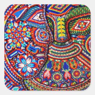 Oaxaca Mexico Maya Tribal Art Boho Reisen Quadratischer Aufkleber