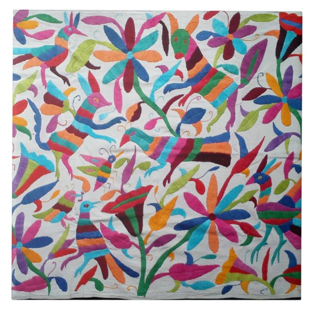 Oaxaca Mexikanisch Mayan Hispanic Ethnic Boho Fliese (Vorderseite)