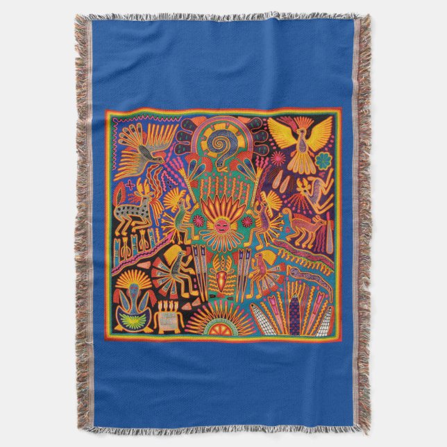 Oaxaca Mexiko mexikanischer Mayan Aztec Tribal Art Decke (Vorderseite Vertikal)