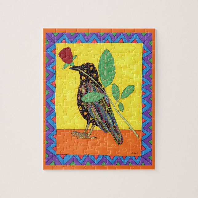 Oaxacan Crow & Rose Mexikanische Volkskunst (Vertikal)