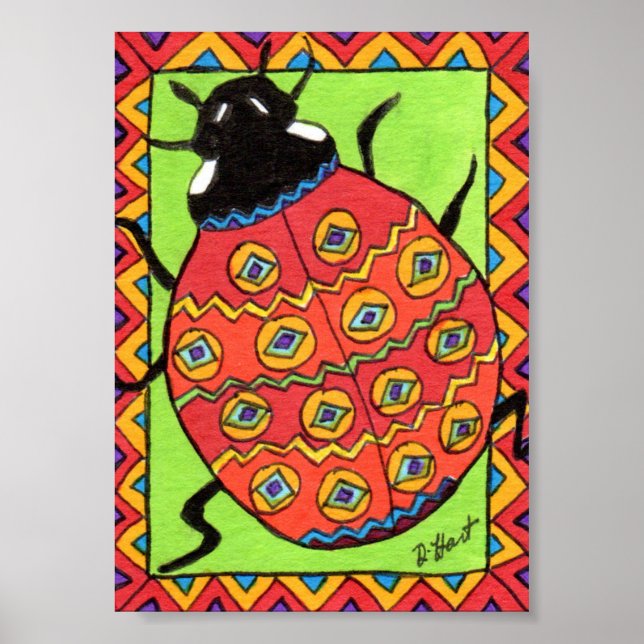 Oaxacan Ladybug Mini Mexikanische Volkskunst Poster (Vorne)