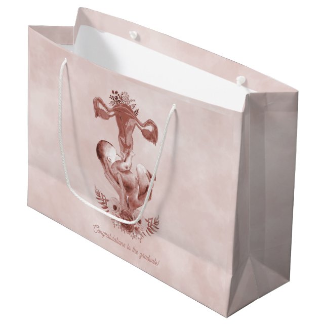 Ob/Gyn Midfrau Floral Kindgeburt Cervix Ovarien Große Geschenktüte (Vorderseite Schrägansicht)